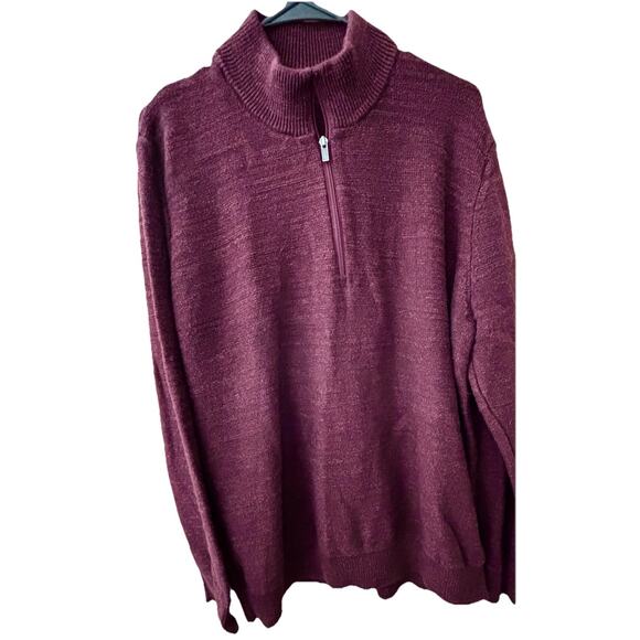 L L Brean Men 1/4 Zip Sweater 100% Organic Cotton Burgandy Sz XL Preppy Academia - Picture 2 of 5
